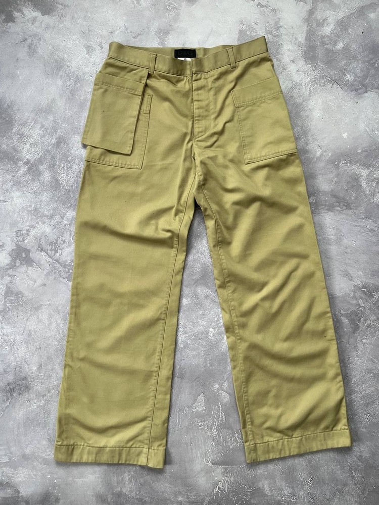 Dolce Gabbana Vintage Baggy Wide Leg Work Pants Men Beige