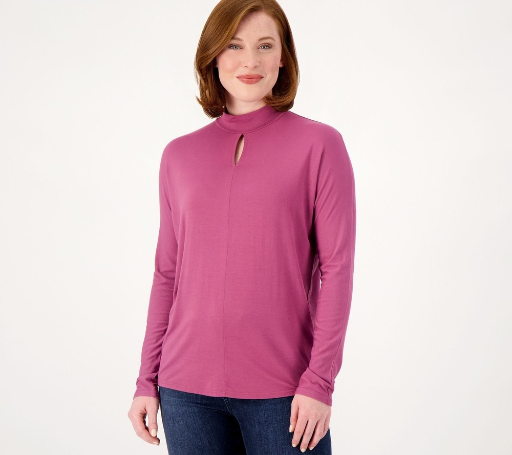 Laurie Felt Women's Top Sz M Silky Blend Mock Neck with Dolman Purple A563924