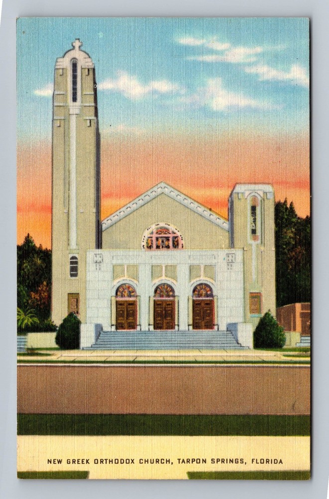 Tarpon Springs FL Florida New Greek Orthodox Church Vintage Postcard