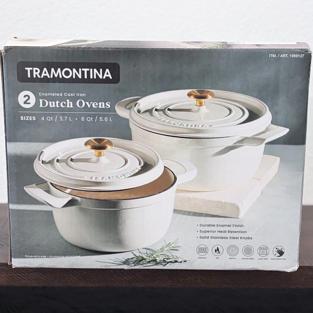 2-Pack Tramontina 4-Quart & 6-Quart Enameled Cast Iron Dutch Oven Oven-Safe