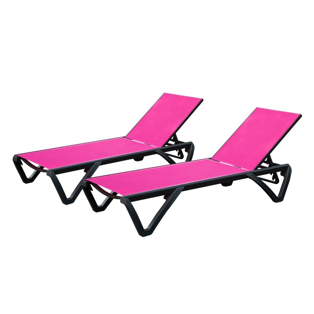 Adjustable Weatherproof Rose Red Patio Lounge Chairs for Outdoor Comfort