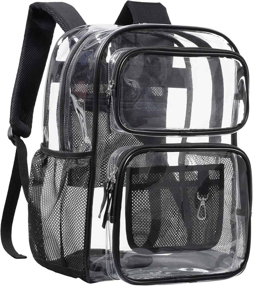 PACKISM Clear Backpack for School - 17 inch Large Heavy Duty Clear Bookbag for 2