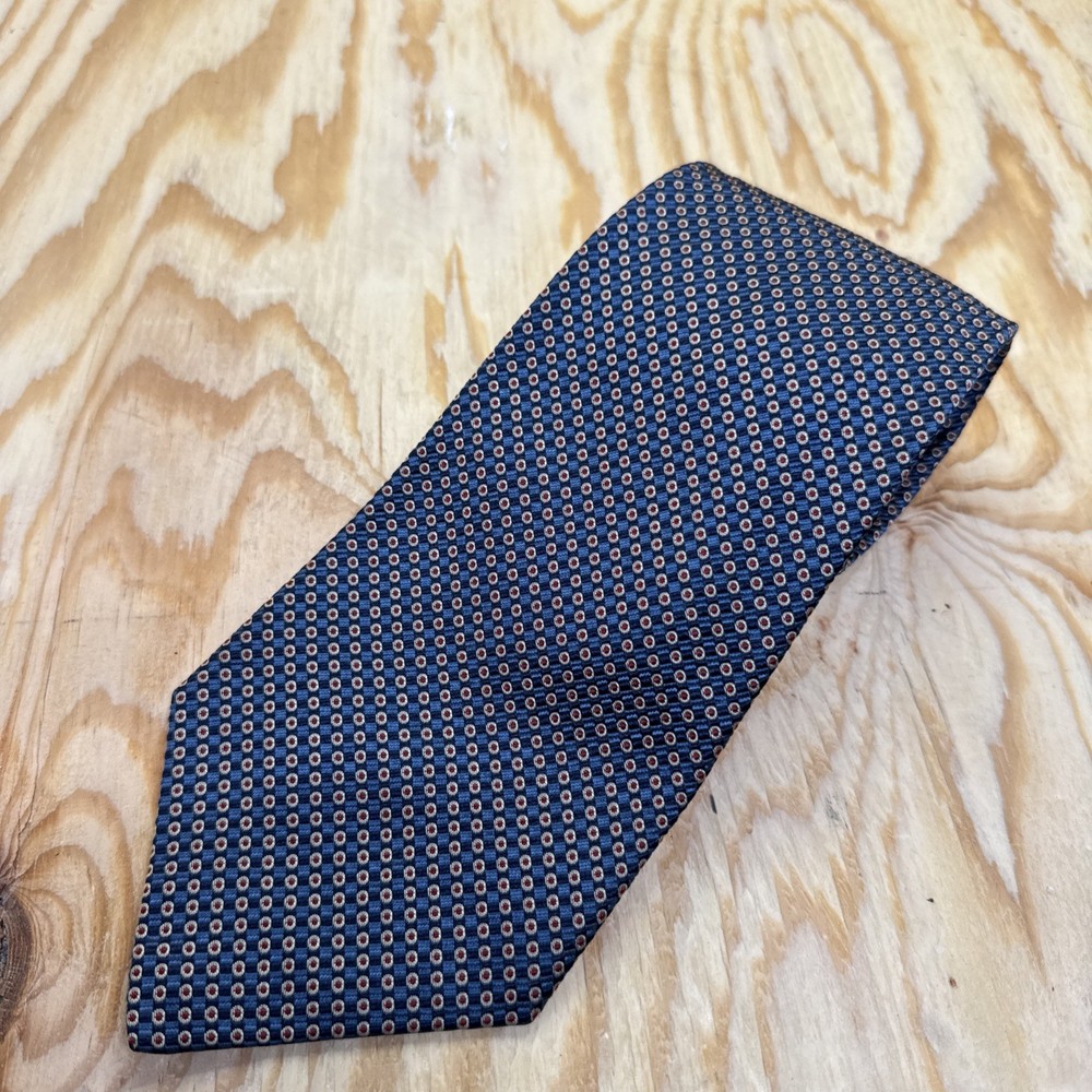 Polo Ralph Lauren Neck Tie Navy Blue Red Geometric Silk Wide Office Career