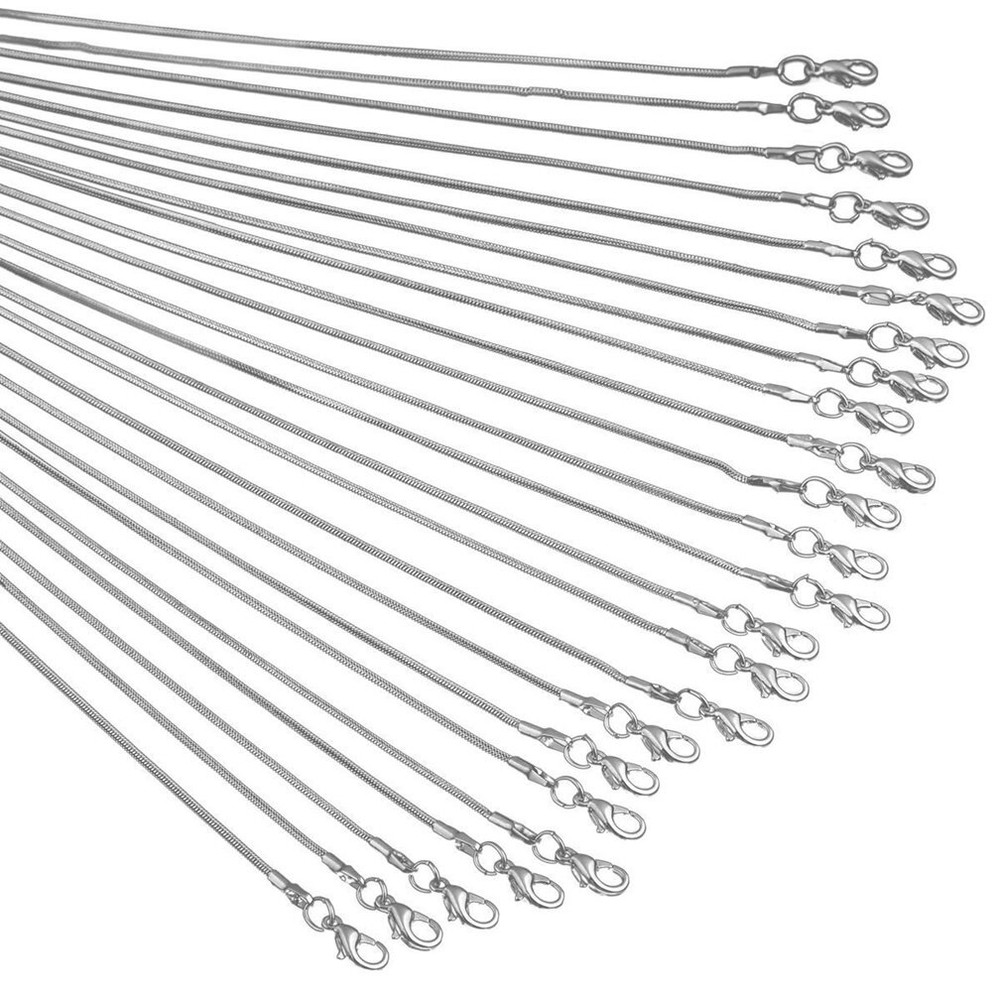 Snake Chains Necklace 24pcs 925 Silver Plated 1.2mm DIY Charms Link with Lobs...