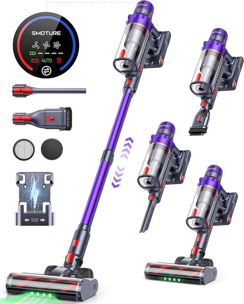 Cordless Vacuum Cleaner, 550W 45KPA 60 Mins Runtime Vacuum Cleaners for Home, St
