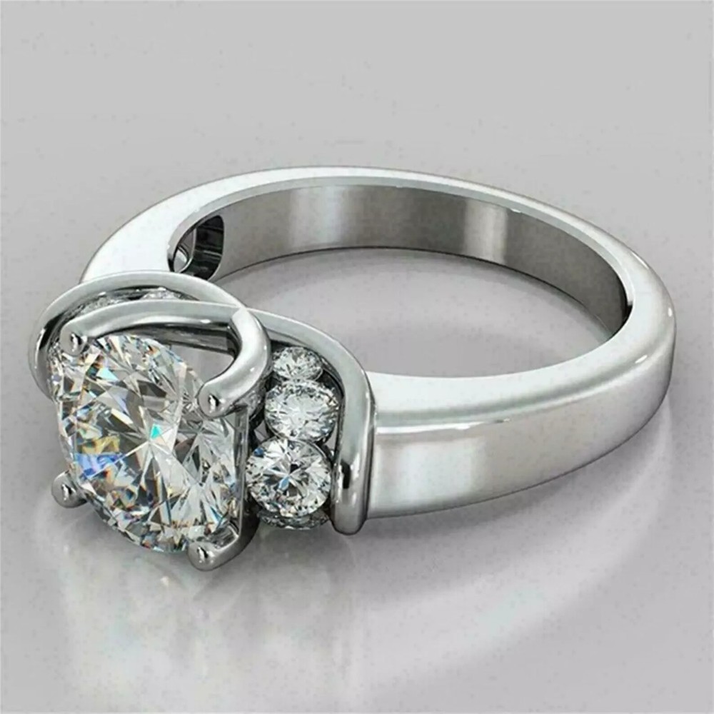 2.20Ct Round Lab-Created Diamond Solitaire Engagement Ring 14K White Gold Plated