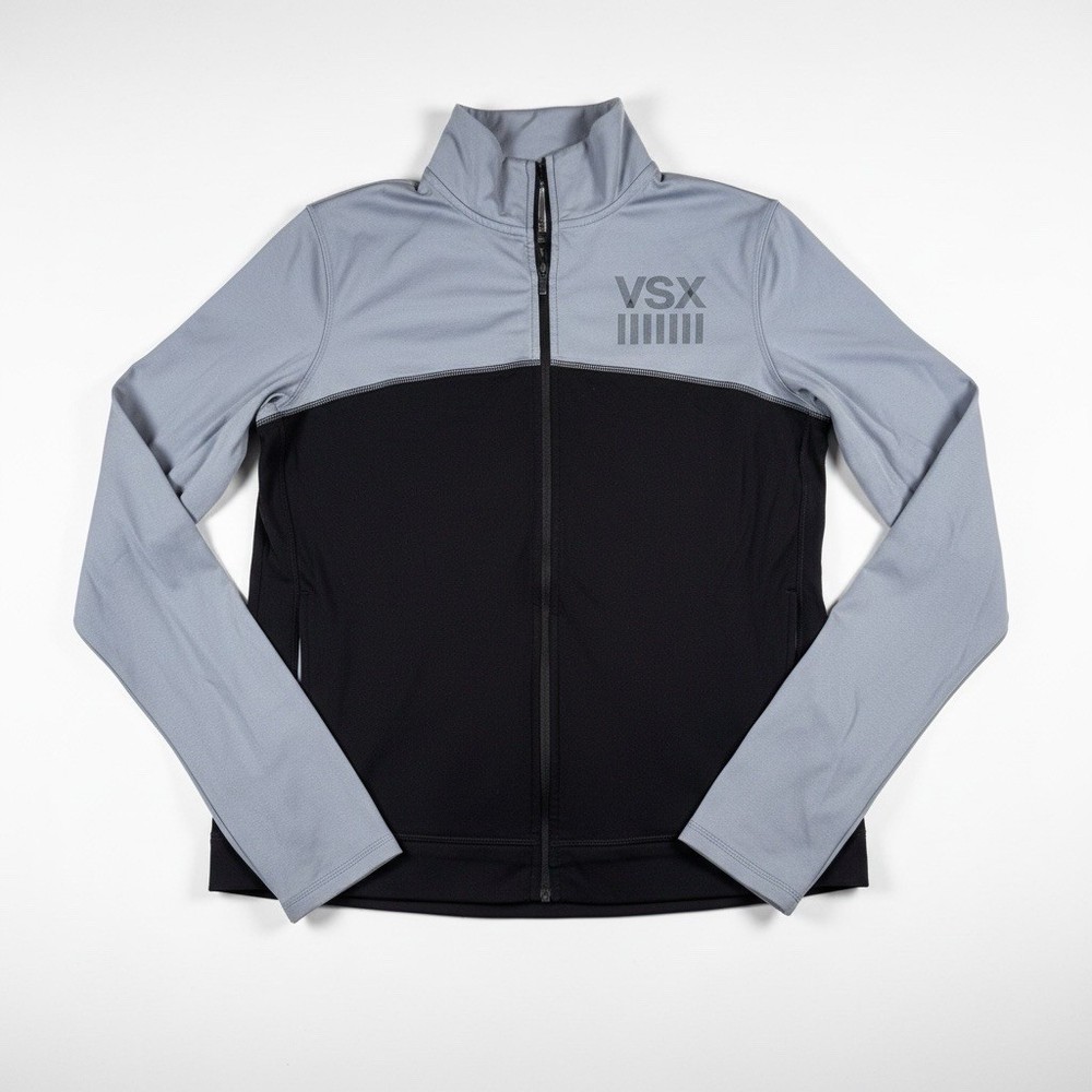 Victoria's Secret VSX Sport Jacket Womens Medium Black Gray Track Zip Thumbholes