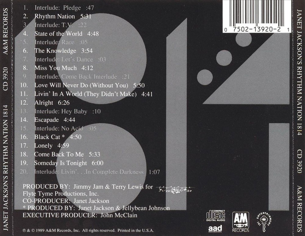 Janet Jackson Rhythm Nation 1814 New Cd