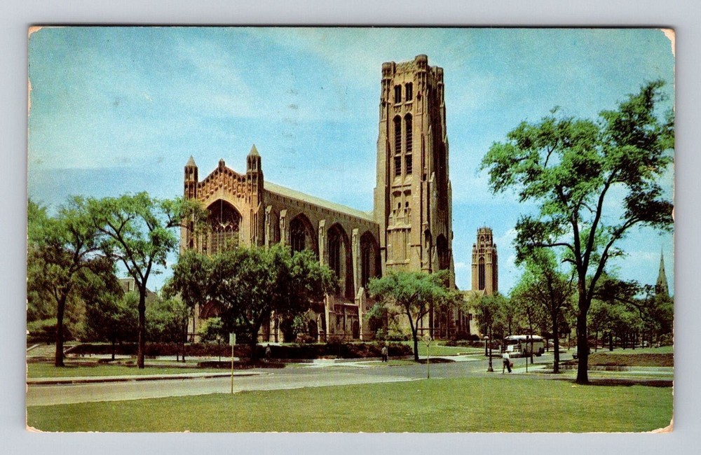 Chicago IL-Illinois, Rockefeller Memorial Chapel, Vintage c1954 Postcard