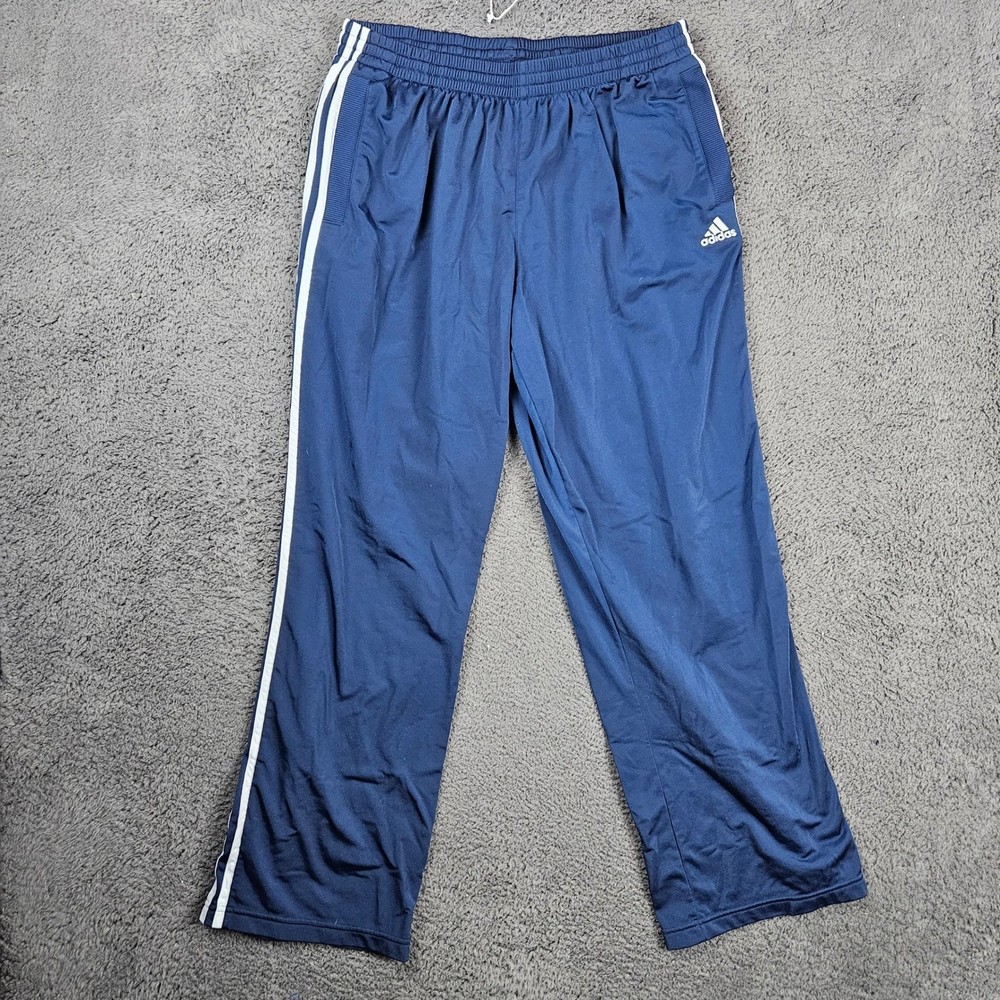 Adidas Mens XL Navy Blue 3-Stripe Track Pants Activewear Embroidered Logo