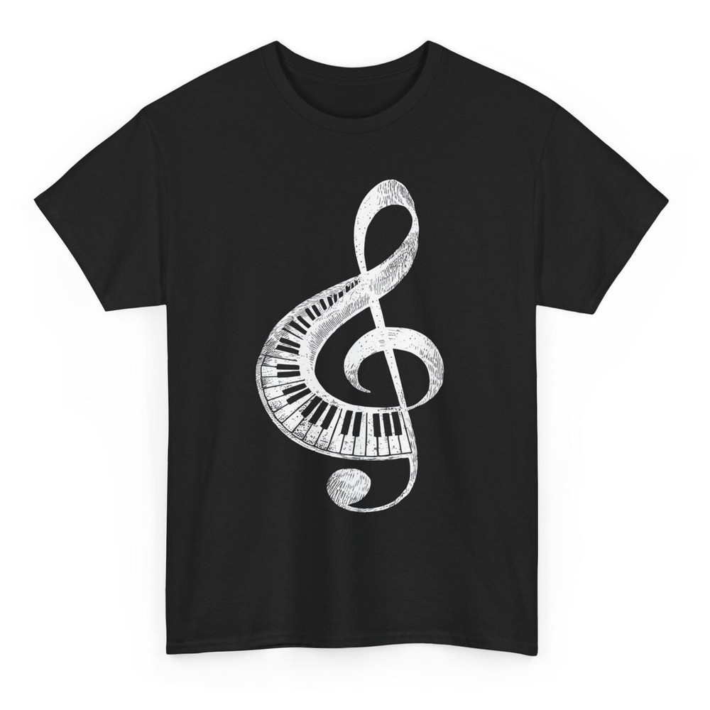 Treble Clef Music Notes Keyboard T-shirt - Novelty Pianist Musician Graphic Tee