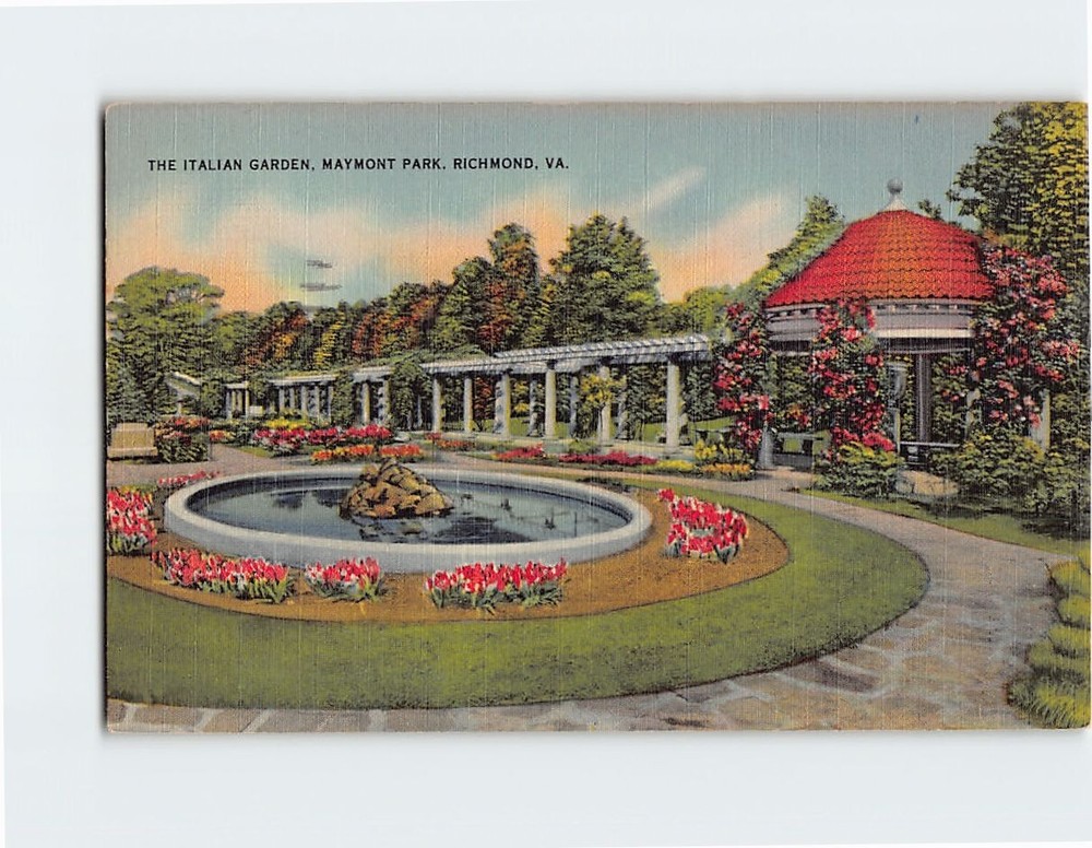 Postcard Italian Garden Maymont Park Richmond Virginia USA
