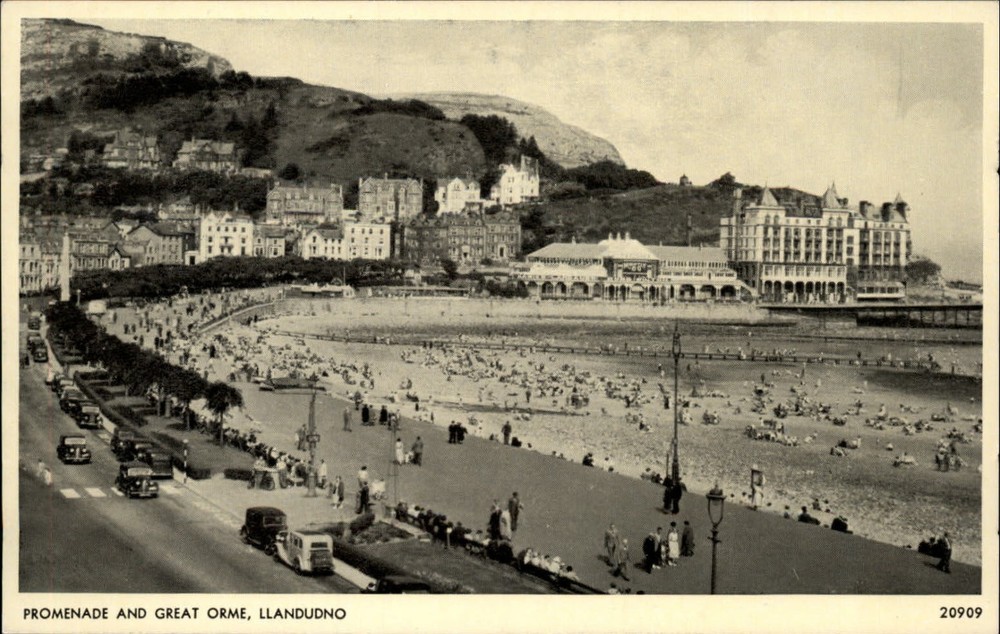 Llandudno Wales United Kingdom Great Orme beach aerial 1930s vintage postcard