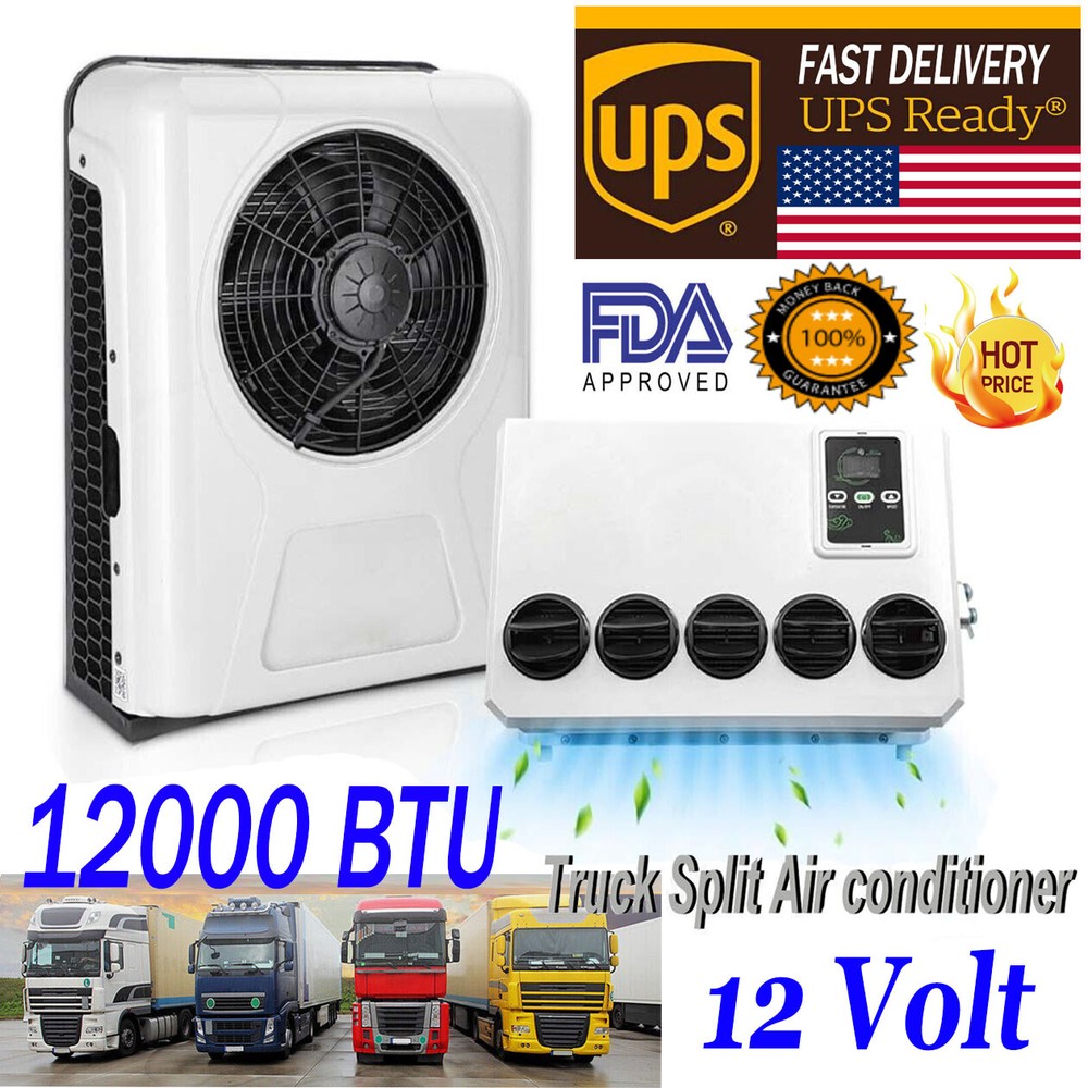12V 12000 BTU Truck Bus RV Split Air Conditioner for Cab Cooling