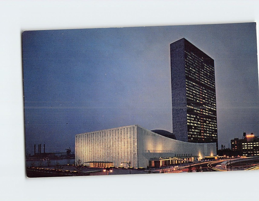 Postcard United Nations Headquarters General Assembly Hall Secretariat Library