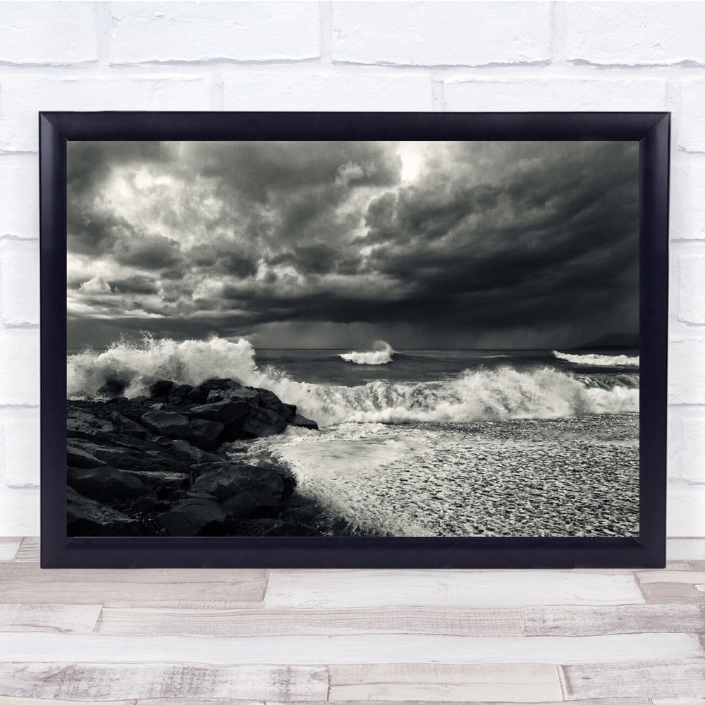 Sea Wave Ventimiglia Italy Landscape Seascape Drama Wall Art Print