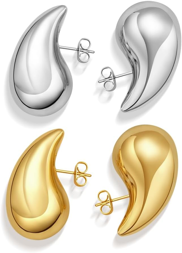 Teardrop Earring Set Dupes Lightweight Chunky Gold Hoop Earrings for Women Hypoallergenic Stylish Everyday Wear Dainty Minimalist Jewelry Gift Idea
