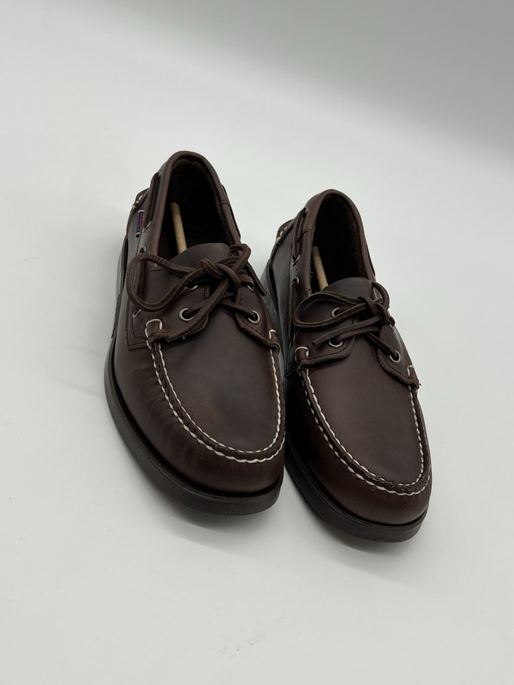 Sebago Portland Men’s 8.5R Dark Brown Waxed Leather Boat Moccasin Handsewn Shoes