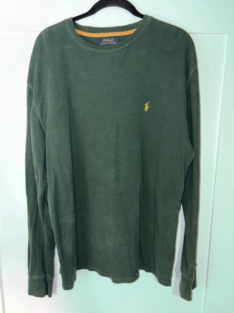Polo Ralph Lauren Thermal Knit Cotton Green Men's Long Sleeve Crew Tee XL