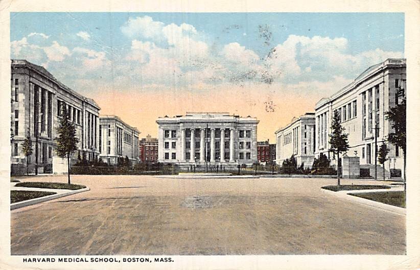 Postcard MA: Harvard Medical School, Boston, Massachusetts, Antique WB 1916