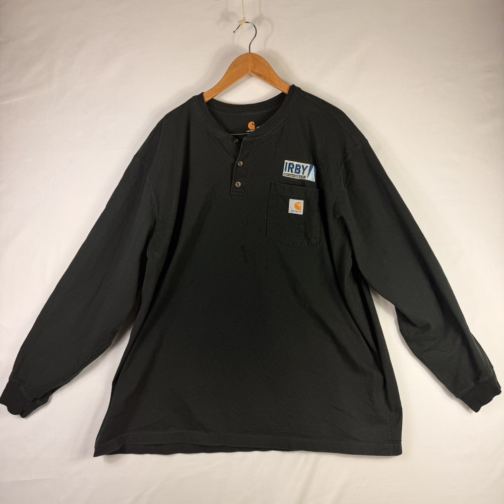 Carhartt Men's Original Fit 2XL Black Henley Pocket Long Sleeve T-Shirt K128