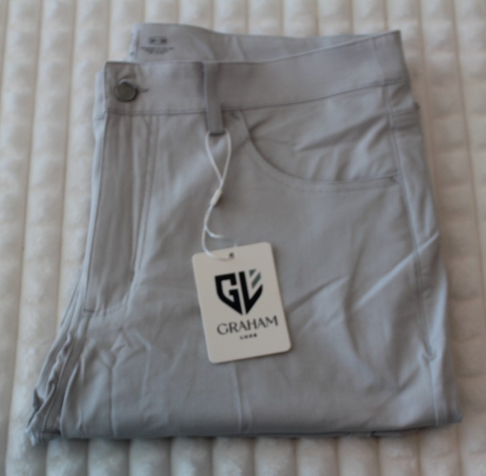 Graham Luxe Men's Emerson Golf Pants 34x34 Fog Performance Stretch NWT NEW