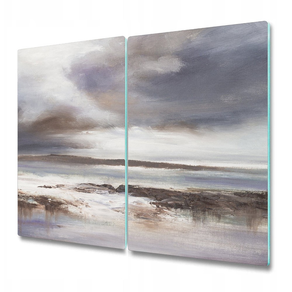 Glass Worktop Saver Stormy Beach design oil wind windy paradise aquarelle tropic