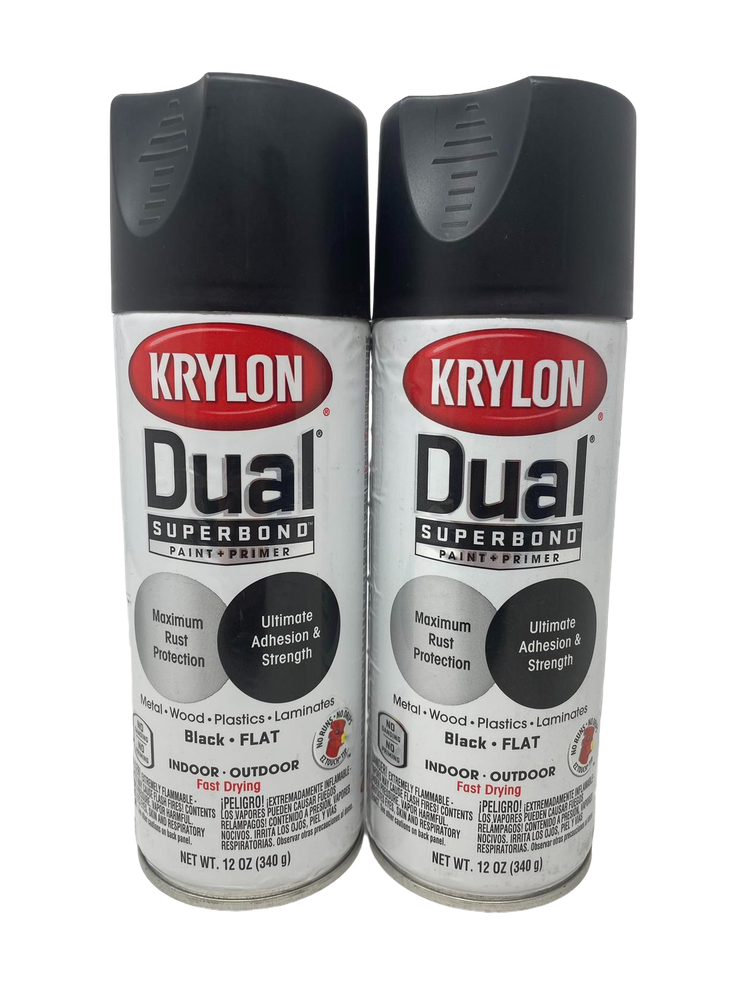 Krylon Dual Superbond Fast Drying Paint & Primer Black Flat Indoor/Outdoor 2 Pak