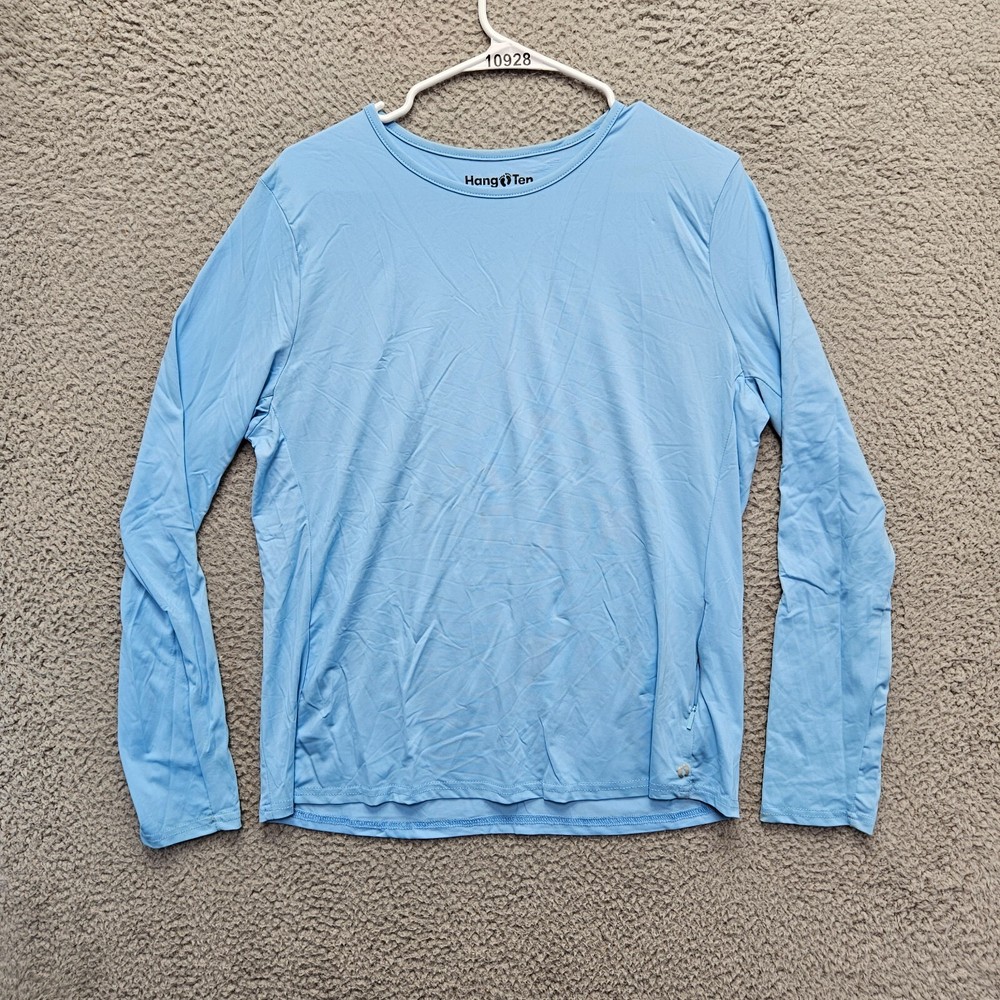 Hang Ten T-Shirt Mens XL Blue Long Sleeve Crewneck UV Protection / UPF 50+