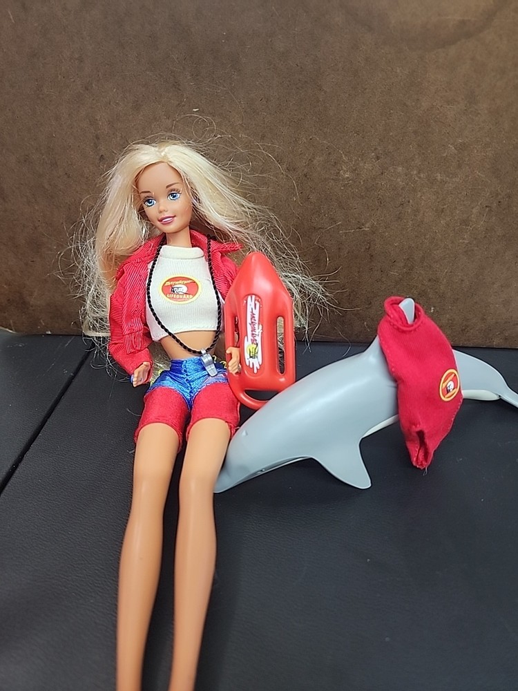 Vintage Mattel 1994 Baywatch Barbie Doll Lifeguard Dolphin