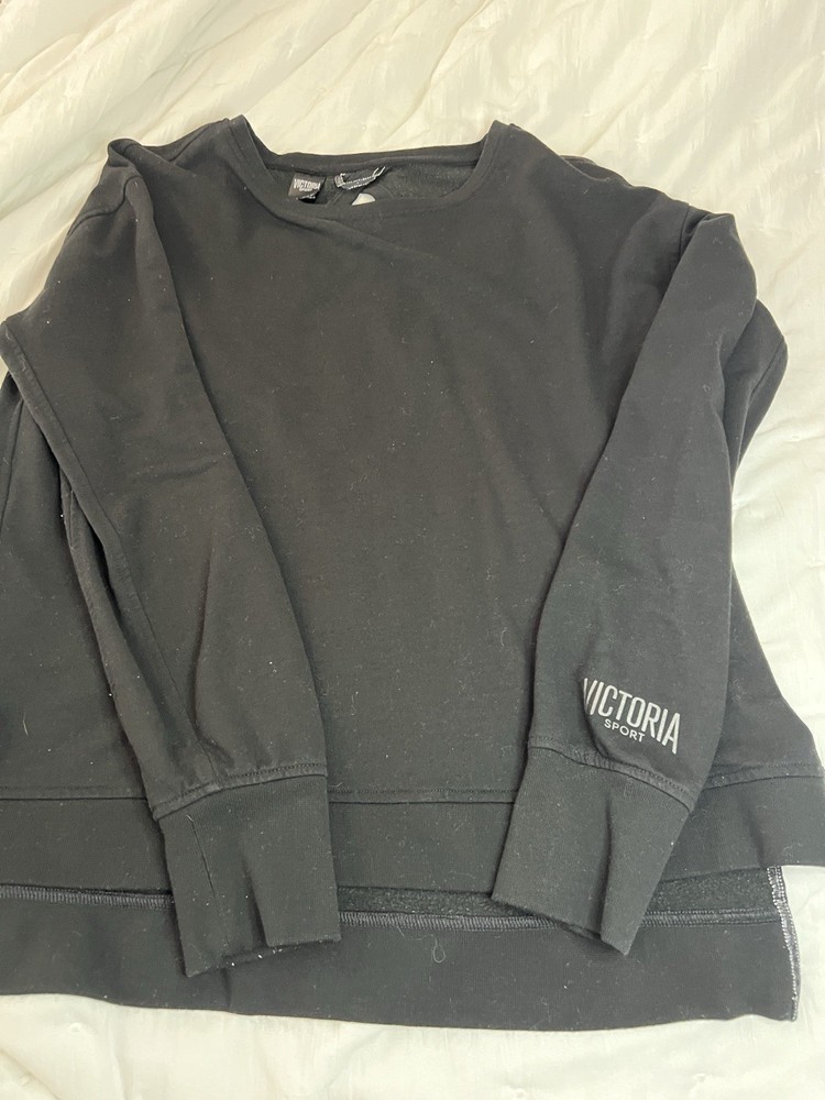 Victoria Sport Black Logo Crew Neck Long Sleeve Pullover Sweatshirt Women M
