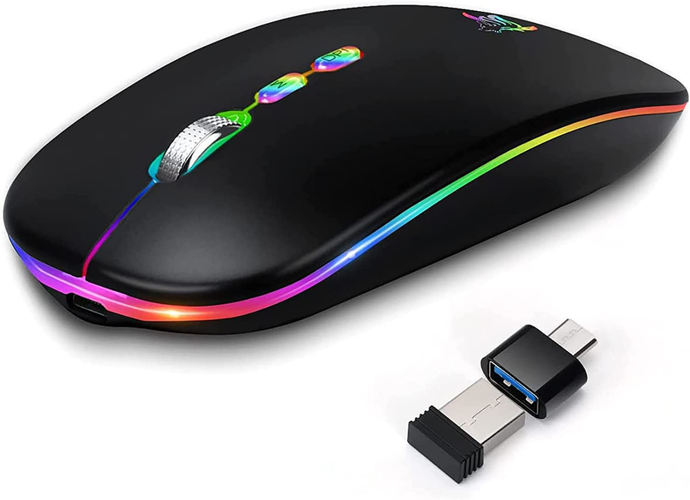 Slim Rechargeable Silent HOTLIFE Wireless LED Mouse with 2.4G USB