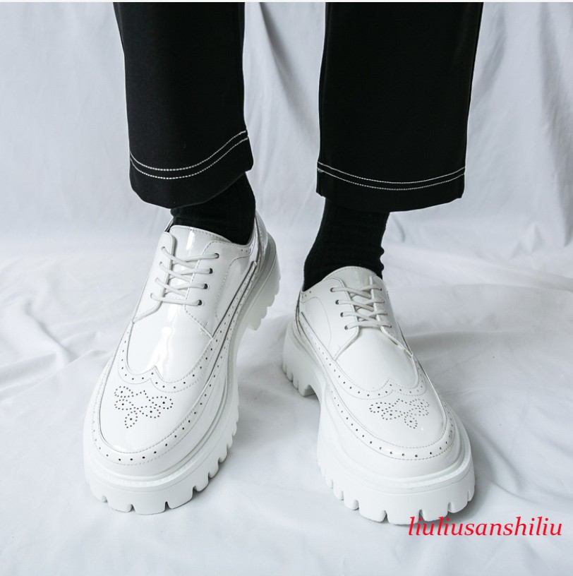 Mens Wing Tip Business Lace Up Round Toe Platform Fashion Formal Shoes Casual