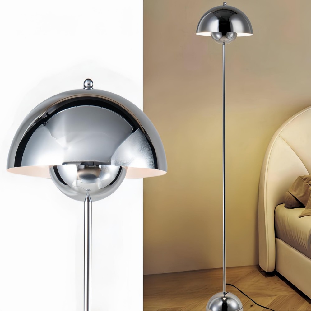 Stylish Chrome Floor Lamp - Industrial Design for Living Room & Office
