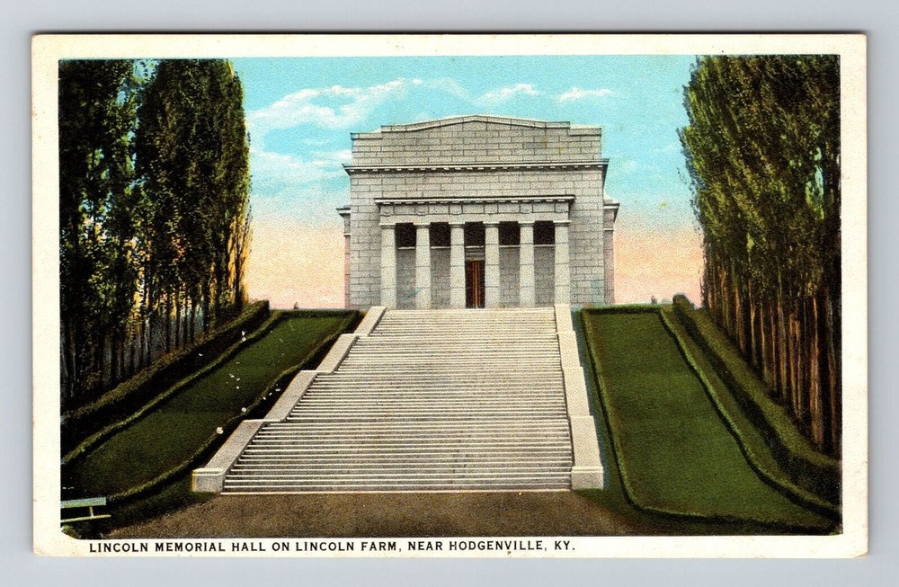 Hodgenville KY-Kentucky Lincoln Memorial Hall on Lincoln Farm Vintage Postcard