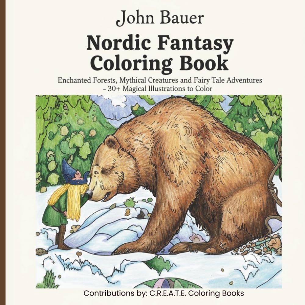 John Bauer Nordic Fantasy Coloring Book: Enchanted Forests, Mythical Creatures a