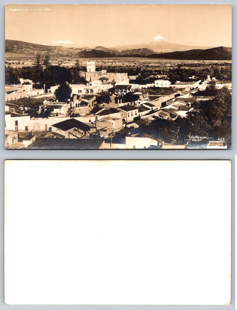 Cuernavaca, Mexico RPPC Postcard - Panoramic City View & Volcano