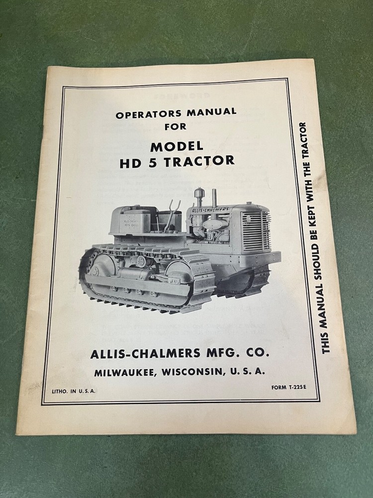Vintage Allis-Chalmers HD-5 Crawler Tractor Manual Free Shipping AC-image