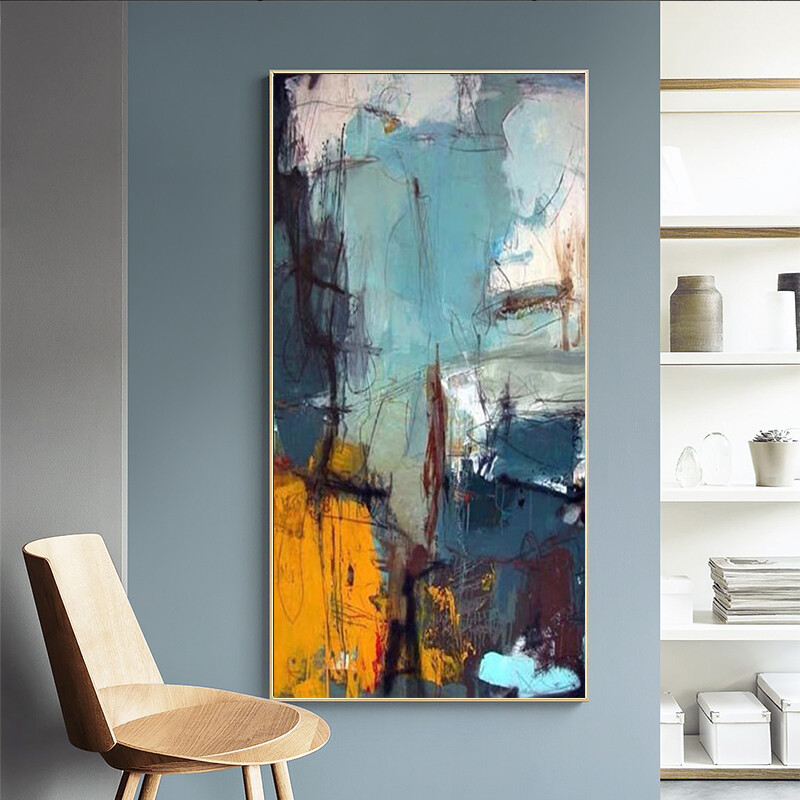 Abstract Hand painted Oil Painting  Graffiti Decor Painting Living Room-image
