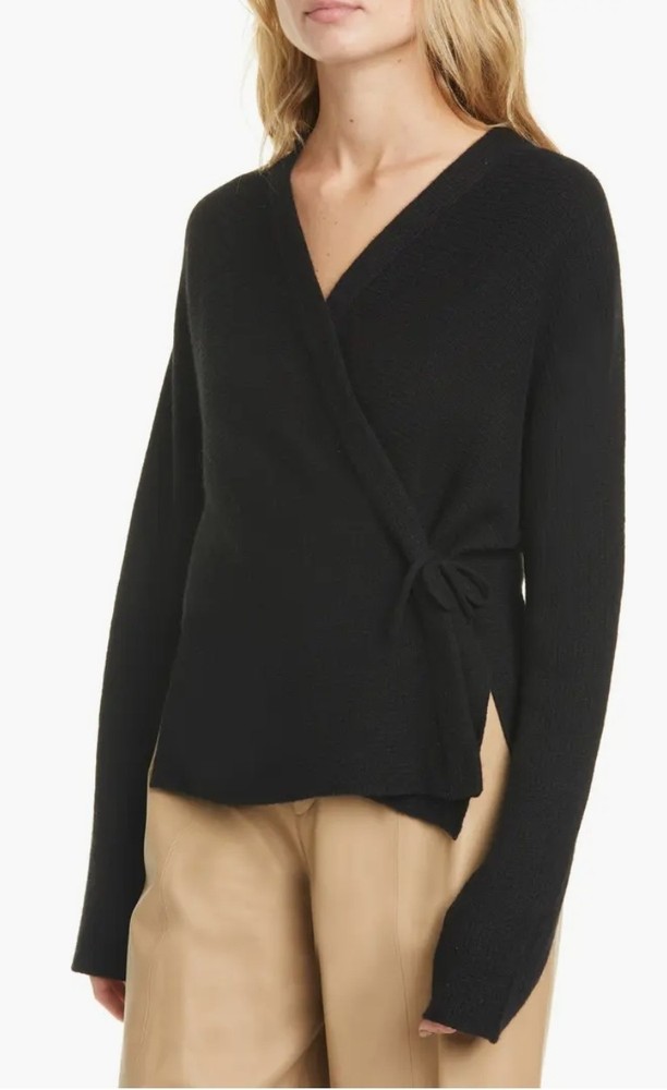 VINCE. Wool Cashmere Wrap Cardigan in Black XS for Women