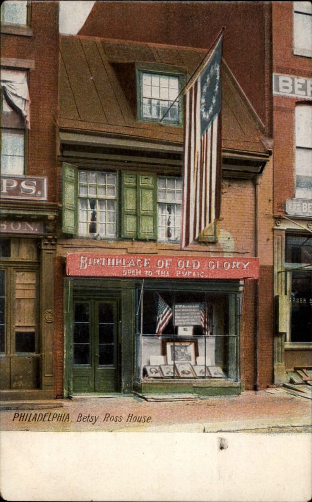 Philadelphia PA Betsy Ross House Old Glory flag ~ c1905 UDB postcard sku533