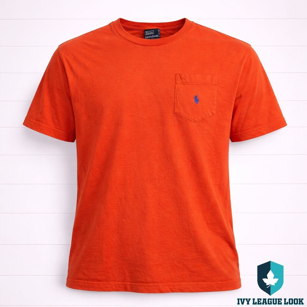 Polo Ralph Lauren Orange Pocket T Shirt Cotton Classic Fit Men’s Large