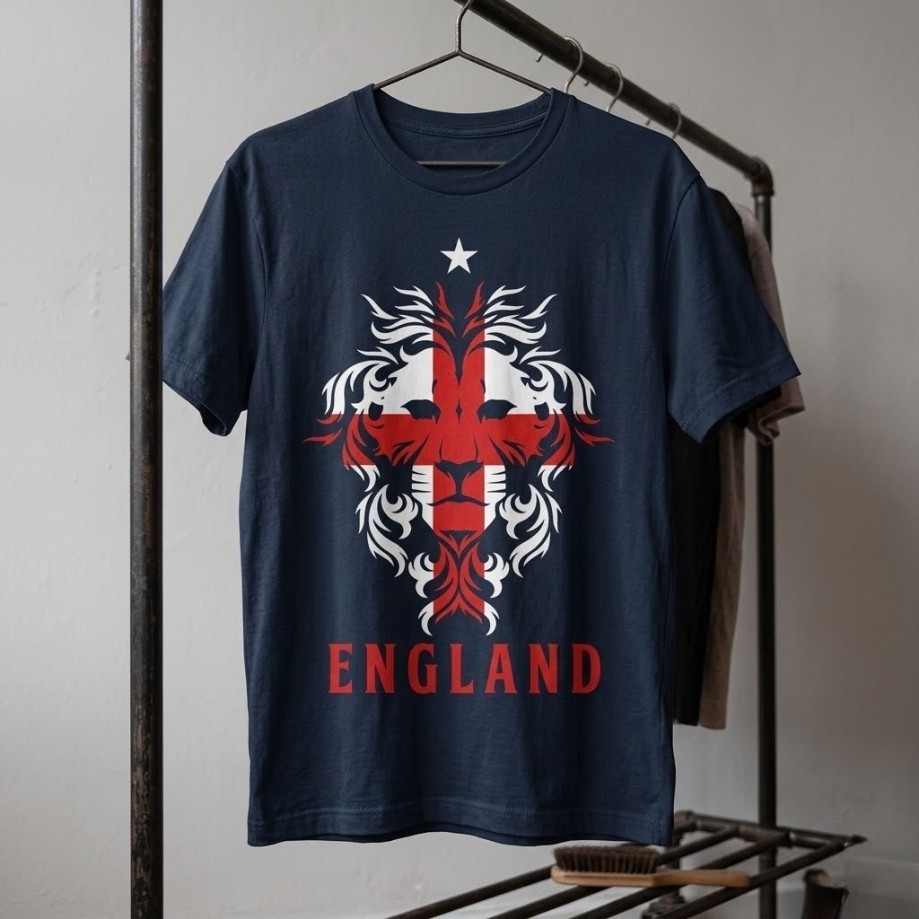 England Soccer Shirt St George Cross Lion Flag World Cup National Team Fan Tee