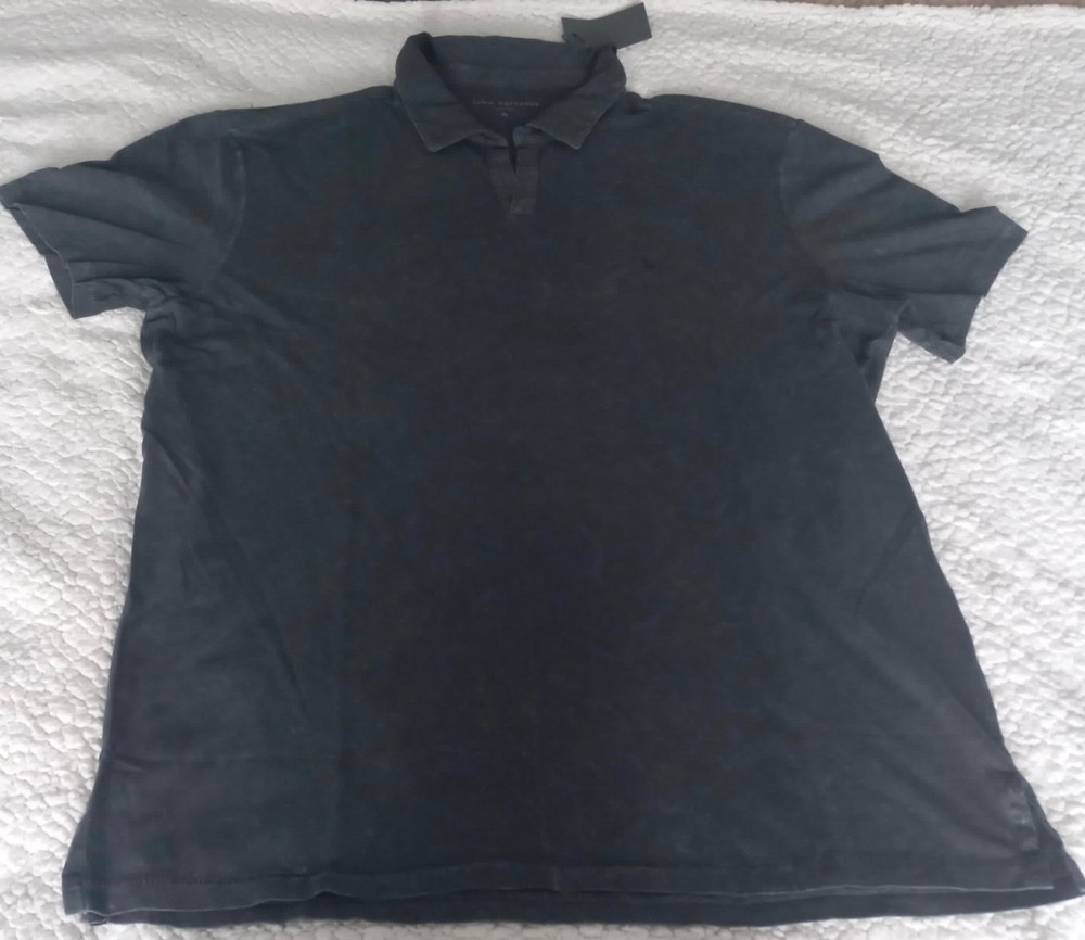 John Varvatos Men's Short Sleeve Open Collar Polo Shirt Marbel Wash Look Size XL