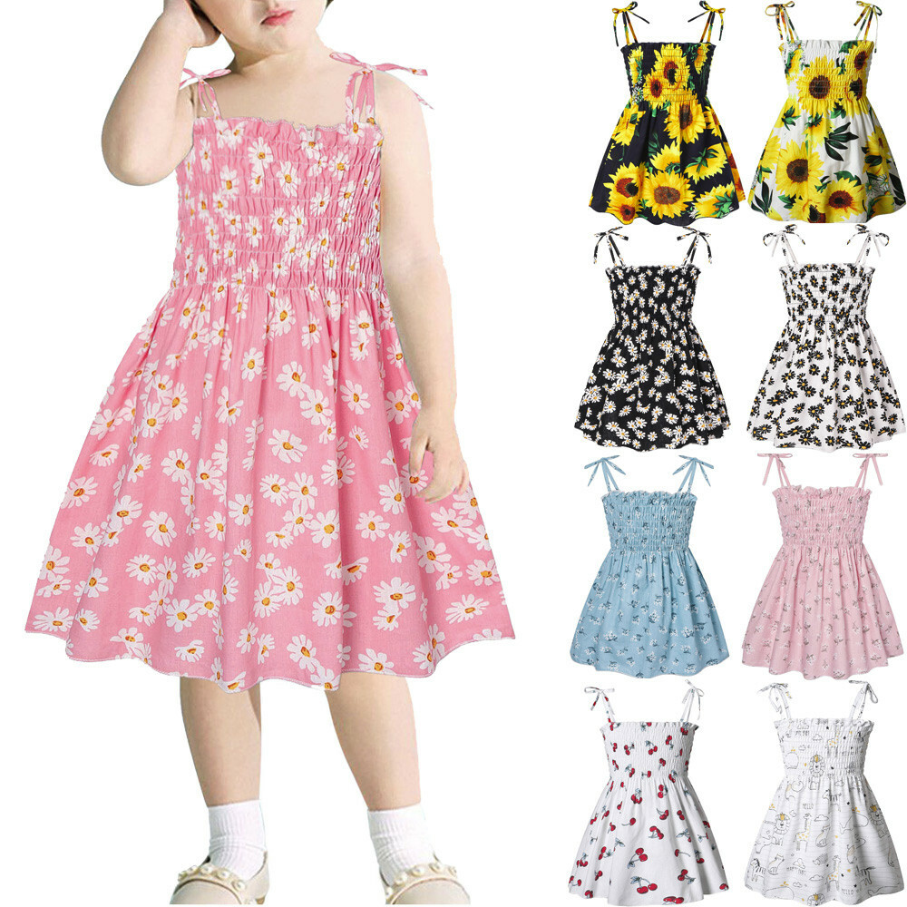 Toddler Kids Baby Girls Summer Sleeveless Daisy Slip Dress Floral Beach Dress