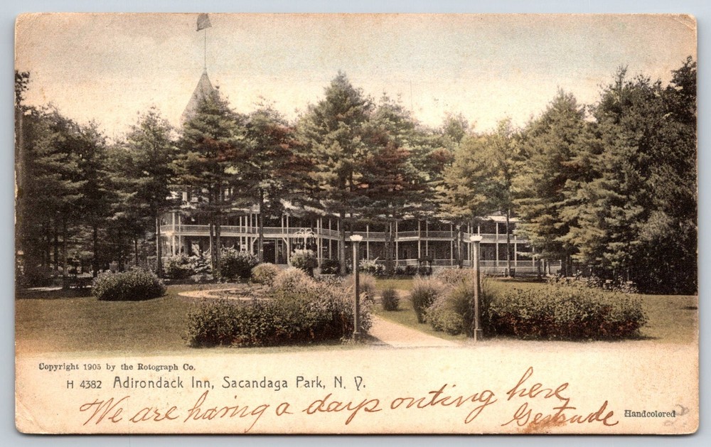 Sacandaga Park New York~Adirondack Inn Exterior View~PM 1906~Vintage Postcard