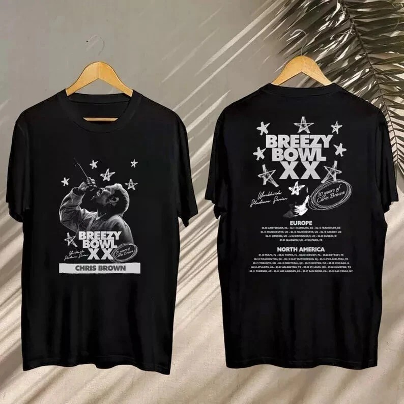 2025 Chris Brown Tour Breezy Bowl XX T-Shirt, Chris Brown Concert 2025 Shirt