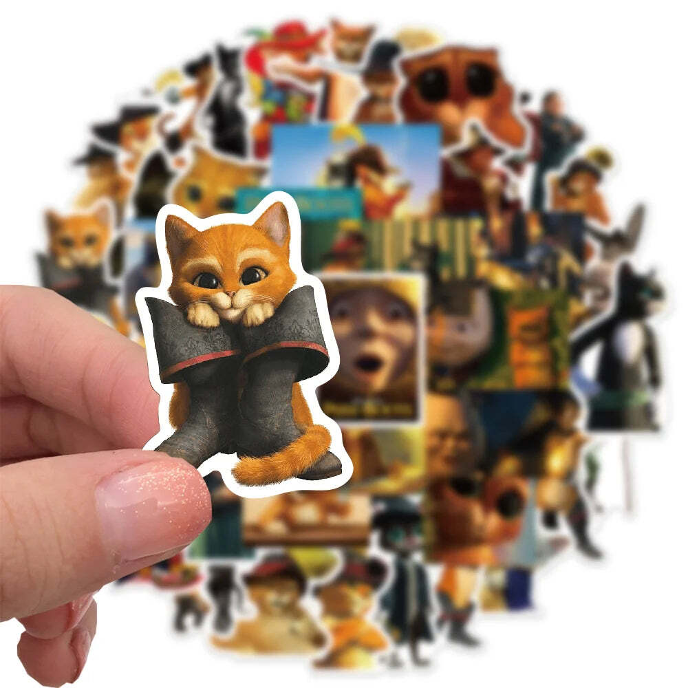 10/52Pcs 90s Classic Cartoon Movie Puss in Boots Stickers for Skateboard Laptop
