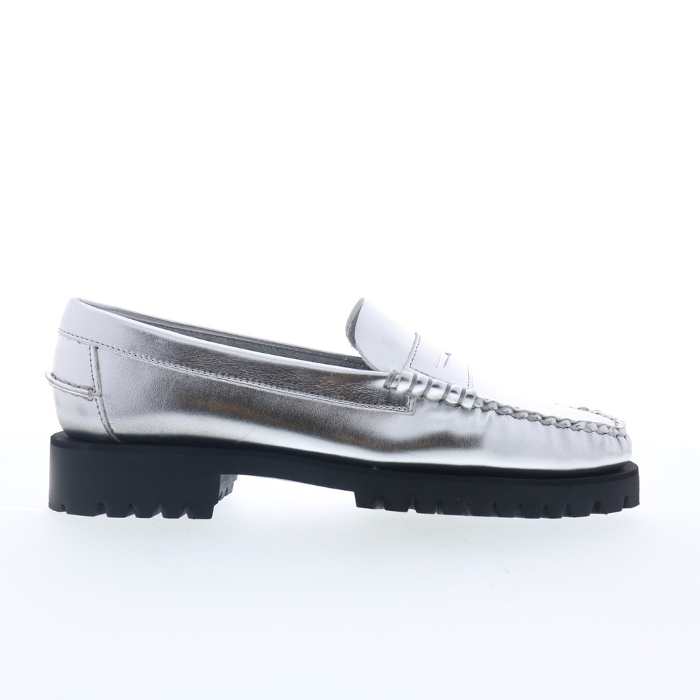 Sebago Dan Met Lug 761127W-988 Womens Silver Loafers & Slip Ons Penny Shoes
