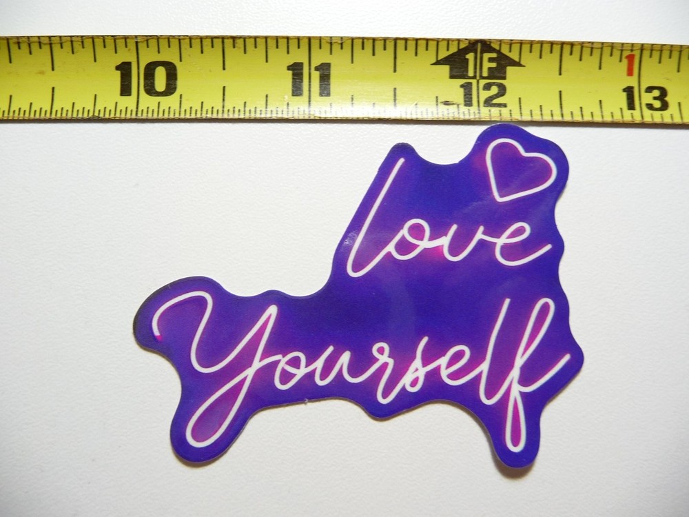 Neon Heart Love Yourself Sticker Decal Motivational Positive Vibes
